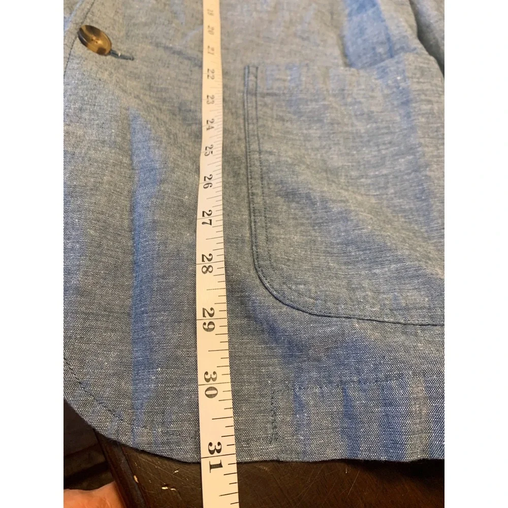 Goodfellow & Co‎ Blue Cotton Linen Blend Floral Lined Blazer Jacket Size